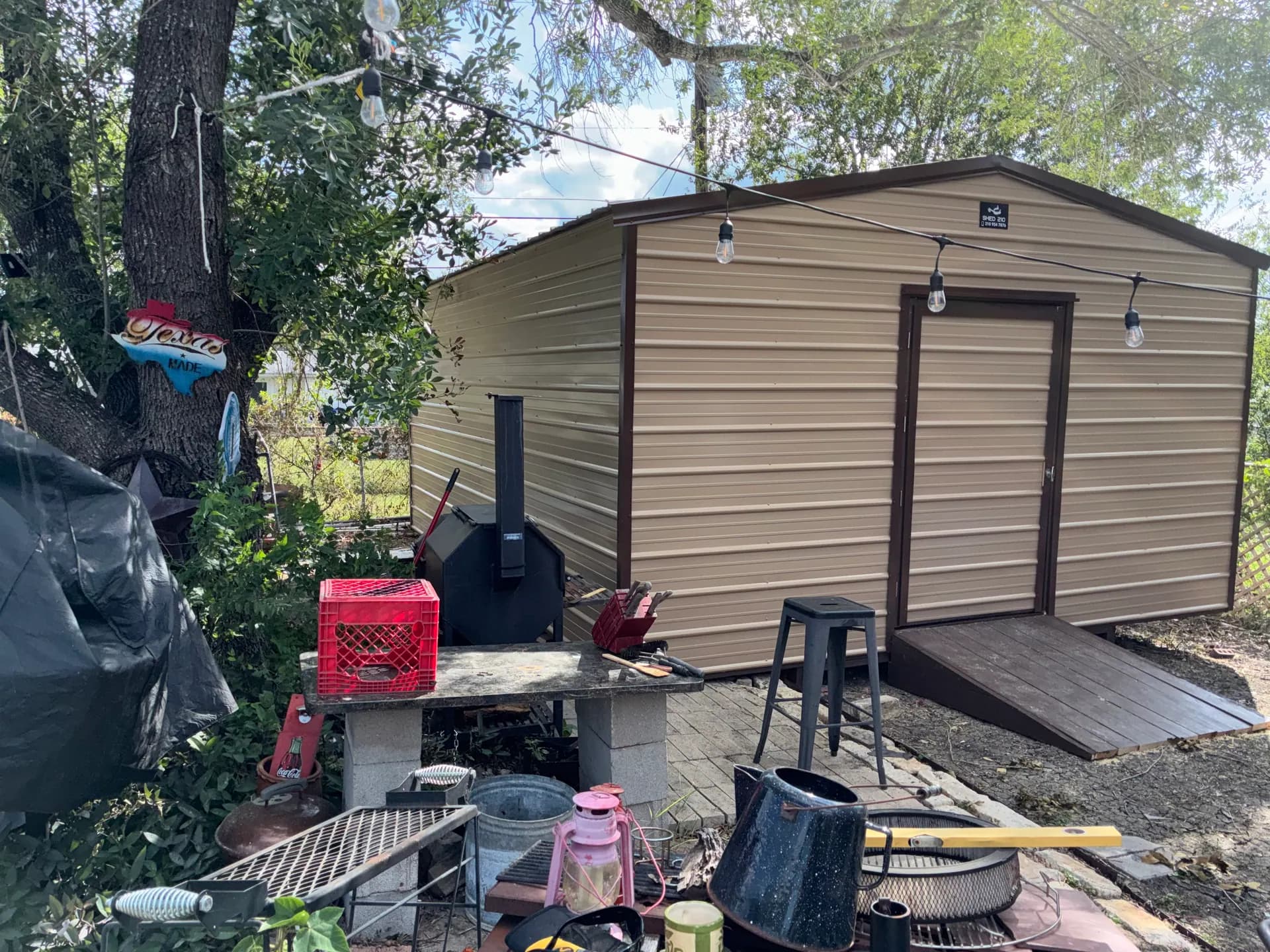 15x20 Side Utility Storage Shed built in San Antonio, TX